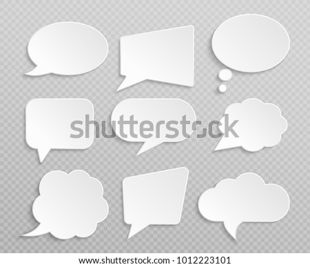 White blank retro speech bubbles isolated vector set. Illustration of cloud bubble speech for communication