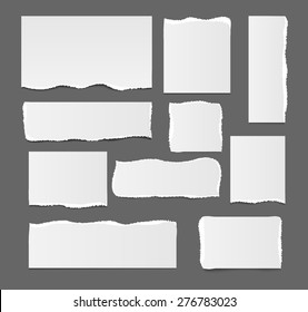 White blank ripped paper template isolated, vector illustration. Square, rectangular design paper elements, vector illustration.  Template for your text