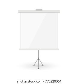 White blank roll-up on tripod isolated on white