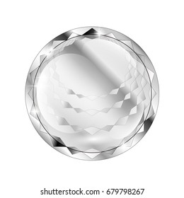 White blank round background with a silver frame, with space for your text. Vector illustration.