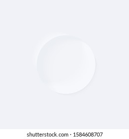 White blank round button with shadow. Design interface element with copy space.