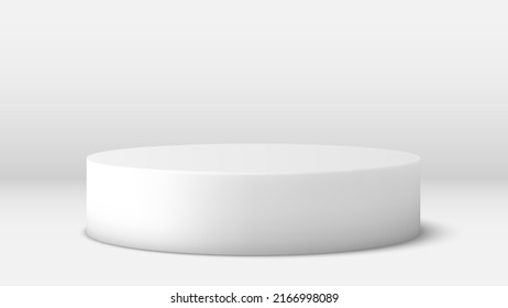 White blank round podium on lighting background