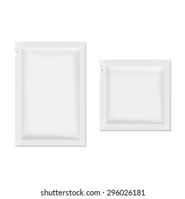 White blank sachet packaging  food, cosmetics or medicine.