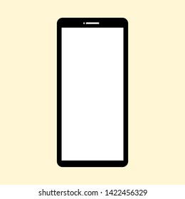 white blank screen black smartphone on yellow background. vector illustration