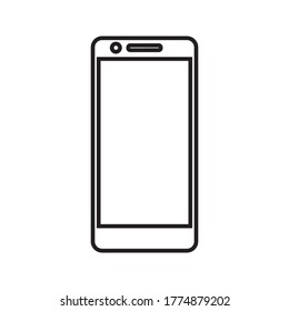 white blank screen display smartphone with front camera isolated on white background. vector illustration