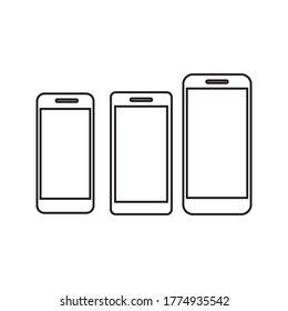 white blank screen display smartphone with front camera isolated on white background. vector illustration