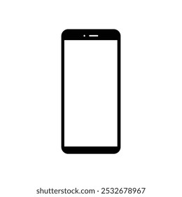Smartphone blanco de la exhibición de la pantalla en blanco con la cámara frontal aislada en el fondo blanco.
