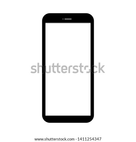 white  blank screen display smartphone with front camera isolated on white background. vector illustration