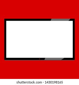 white blank screen LED TV isolated on red wall background. vector illustration