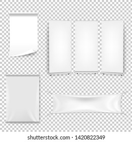 White Blank Sheet Of Curled Paper Isolated Transparent Background With Gradient Mesh, Vector Illustration