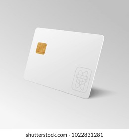 White Blank Shopping Credit Card Isolated 3d Vector Illustration. Credit Card For Finance, Bank Or Shopping Discount Plastic Card