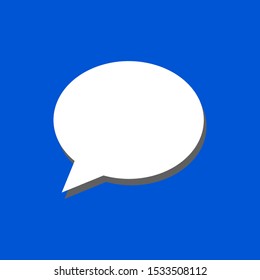 white blank speech bubble icon on blue background. vector illustration