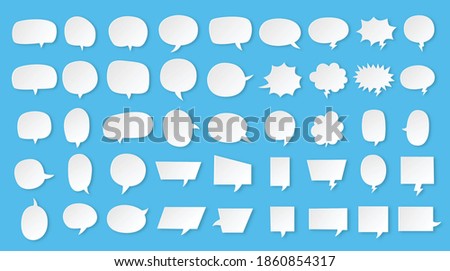 white blank speech bubble set isolated on blue background. vector illustration.