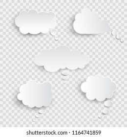 White blank speech bubbles isolated vector set. Infographic design thought bubble on the transparent background. Eps 10 vector file.