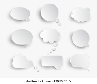 White blank speech bubbles isolated vector set. Infographic design thought bubble on the white background. Eps 10 vector file.