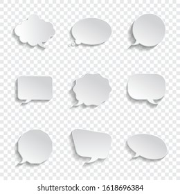 White blank speech bubbles isolated vector set. Infographic design thought bubble on the transparent background. Abstract vector speech Bubbles Set.
