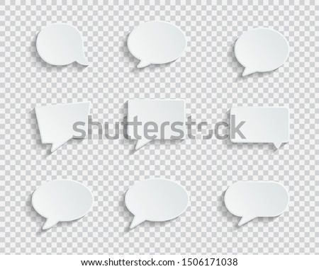 White blank speech bubbles isolated vector set. Infographic design thought bubble on the transparent background. Eps 10 vector file.