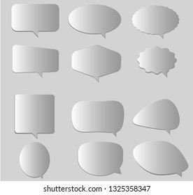 white and blank speech bubbles on gray background. speech bubble for your web site design, logo, app, UI. 