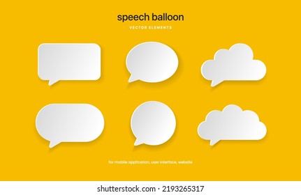 White blank speech bubbles, speak balloon,  thinking balloon, chatting box, message box set on colorful background for UI website mobile app