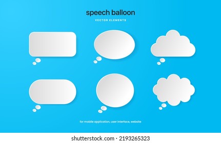 White blank speech bubbles, speak balloon,  thinking balloon, chatting box, message box set on colorful background for UI website mobile app