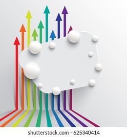 White blank square template for text with colorful arrows, vector illustration