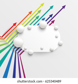 White blank square template for text with colorful arrows, vector illustration