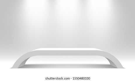 White blank stand. Podium. Table. Pedestal. Vector illustration.