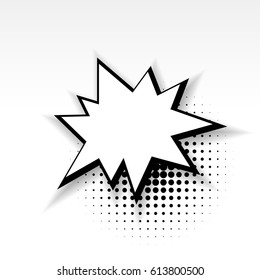 White blank star template comics book burst balloon. Bubble icon soft shadow. Cartoon label tag expression. Banner box vector illustration.