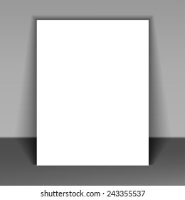 White Blank Stationary Near The Wall With Shadow. Magazine, Book, Brochure, Flyer, Folder, Leaflet, Booklet