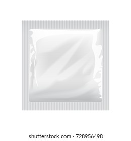 White Blank template Packaging with a condom, wet wipes Pouch Medicine Or Condom. Food Packing Coffee, Salt, Sugar, Pepper, Spices, Sweets for your design - Shutterstock ID 728956498