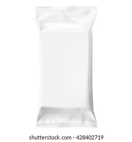 White Blank template Packaging Foil for wet wipes. 3d realistic package. Package for food. Template For Mock up Your Design. vector illustration.