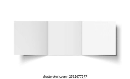 White Blank Three Sheets Fold Leaflet With Shadow. EPS10 Vector