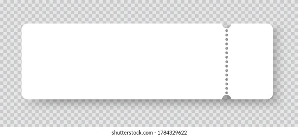 White blank ticket mockup realistic vector template isolated on gray background