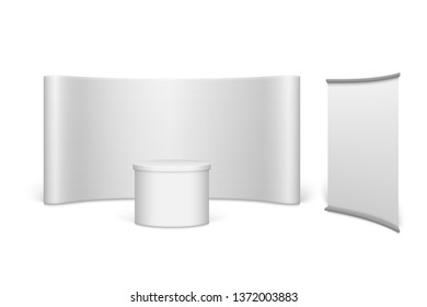 White blank trade show booth. Round  exhibition stand