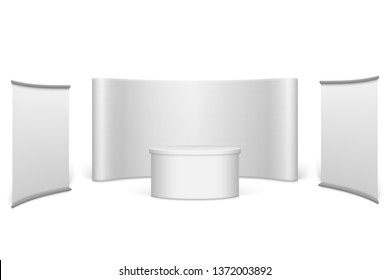 White blank trade show booth. Round  exhibition stand