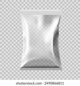 White Blank Transparent Plastic Bag Mockup Template. EPS10 Vector