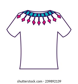 White blank t-shirt with doodle ornament. Vector illustration.