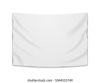 White blank vector banner textile. Empty hanging fabric banner illustration design.