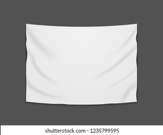 White blank vector banner textile. Empty hanging fabric banner illustration design.