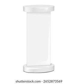 Muestra de publicidad de doble cara de Vertical en blanco blanco con base pesada. Maqueta de Vector 3D realista. Soporte de exhibición del cartel. Maqueta. Panel de Anuncio de cartelera de piso. Plantilla para el diseño