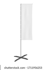 White blank wind dancer flag, vector mockup. Vertical event marketing exhibition display, mock-up. Banner stand. Template for design.