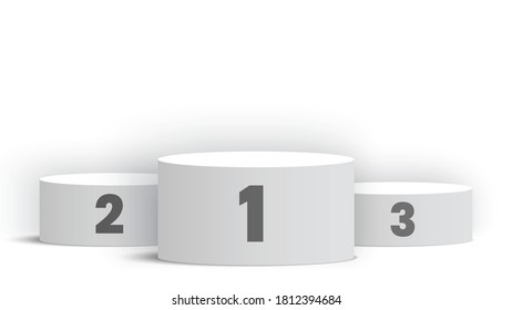 White blank winners podium. Pedestal. Vector illustration.