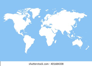 White blank world map.  Stock vector.