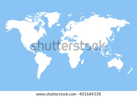 White blank world map.  Stock vector.