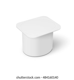 White blank youghurt or jam pot template on white background. Packaging collection.