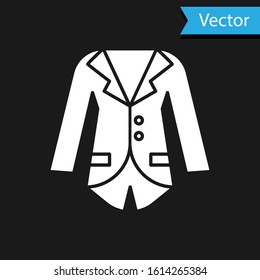 White Blazer or jacket icon isolated on black background.  Vector Illustration