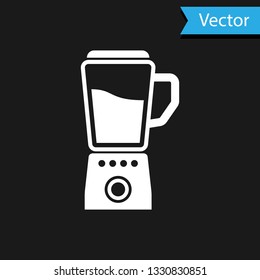 White Blender icon isolated on black background. Kitchen electric stationary blender with bowl. Cooking smoothies, cocktail or juice. Vector Illustration White Blender icon isolated on black background. Kitchen electric stationary blender with bowl. Cooking smoothies, cocktail or juice. Vector Illustration