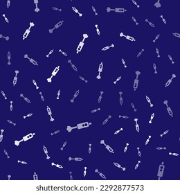 White Blender icon isolated seamless pattern on blue background. Kitchen electric stationary blender with bowl. Cooking smoothies, cocktail or juice.  Vector