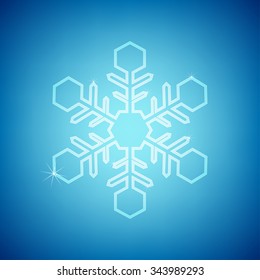 white blink snowflake on the blue backgound