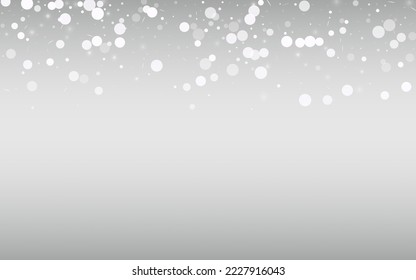 White Blizzard Vector Silver Background. Sky Snowfall Wallpaper. Winter Magic Illustration. Xmas Snow Transparent.